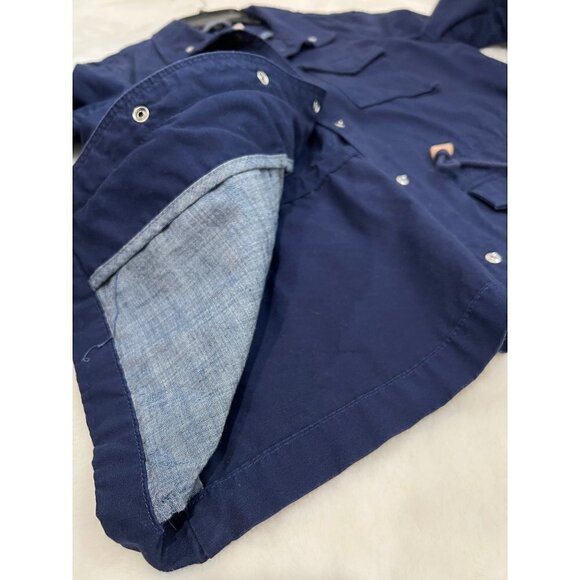 Levi’s Size XS Button Up Waist Tie Utility Field Jacket Navy 100% Cotton - Picture 8 of 11